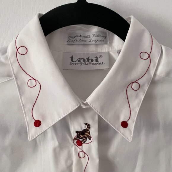 Vintage 1990s NWOT Kitten Embroidered Long Sleeve Button Down Shirt - Picture 3 of 11